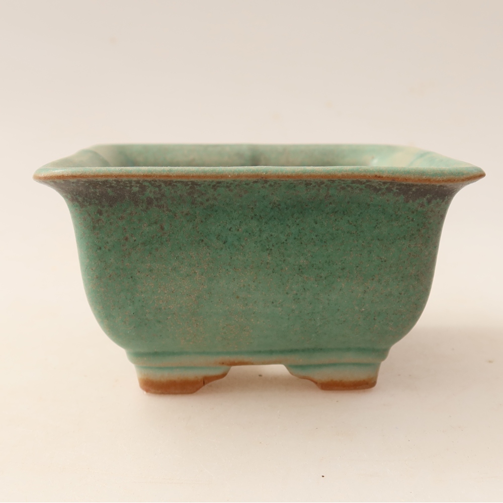 Keramische bonsaipot 9,5 x 9,5 x 5,5 cm, kleur groen