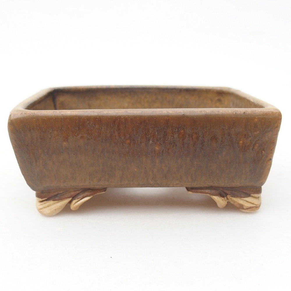 Bonsaischaal van keramiek 10 x 8,5 x 4 cm, bruin