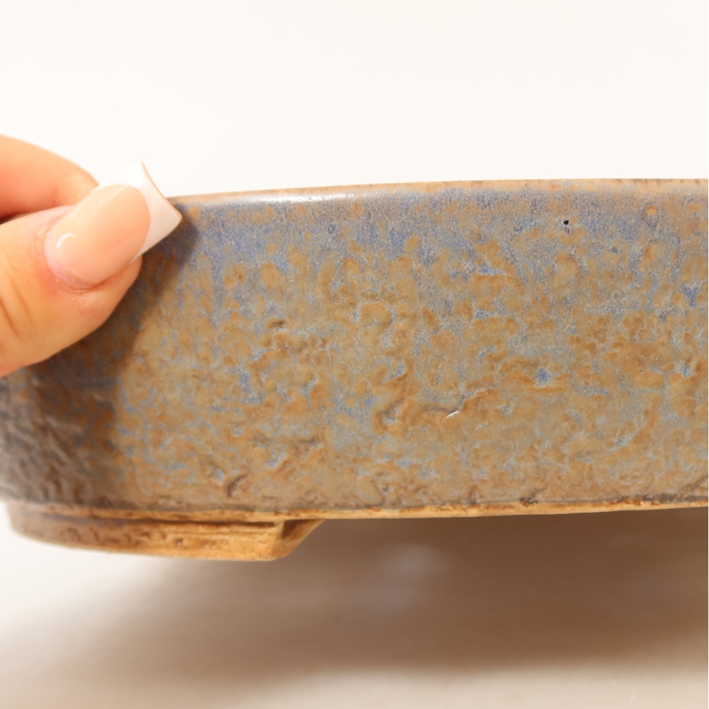 Bonsaischaal van keramiek 26,5 x 24 x 5,5 cm, kleur blauw