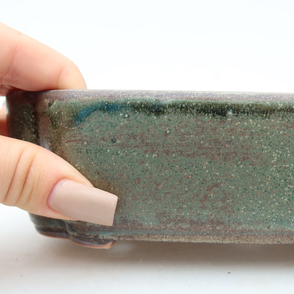 Keramische bonsaipot 18,5 x 13 x 5 cm, kleur groen