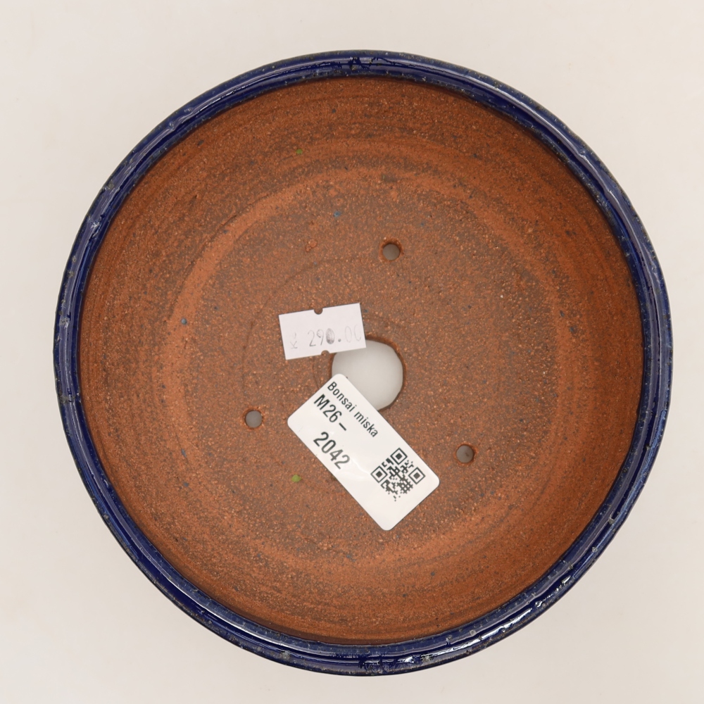 Bonsaischaal van keramiek 13,5 x 13,5 x 5 cm, kleur blauw