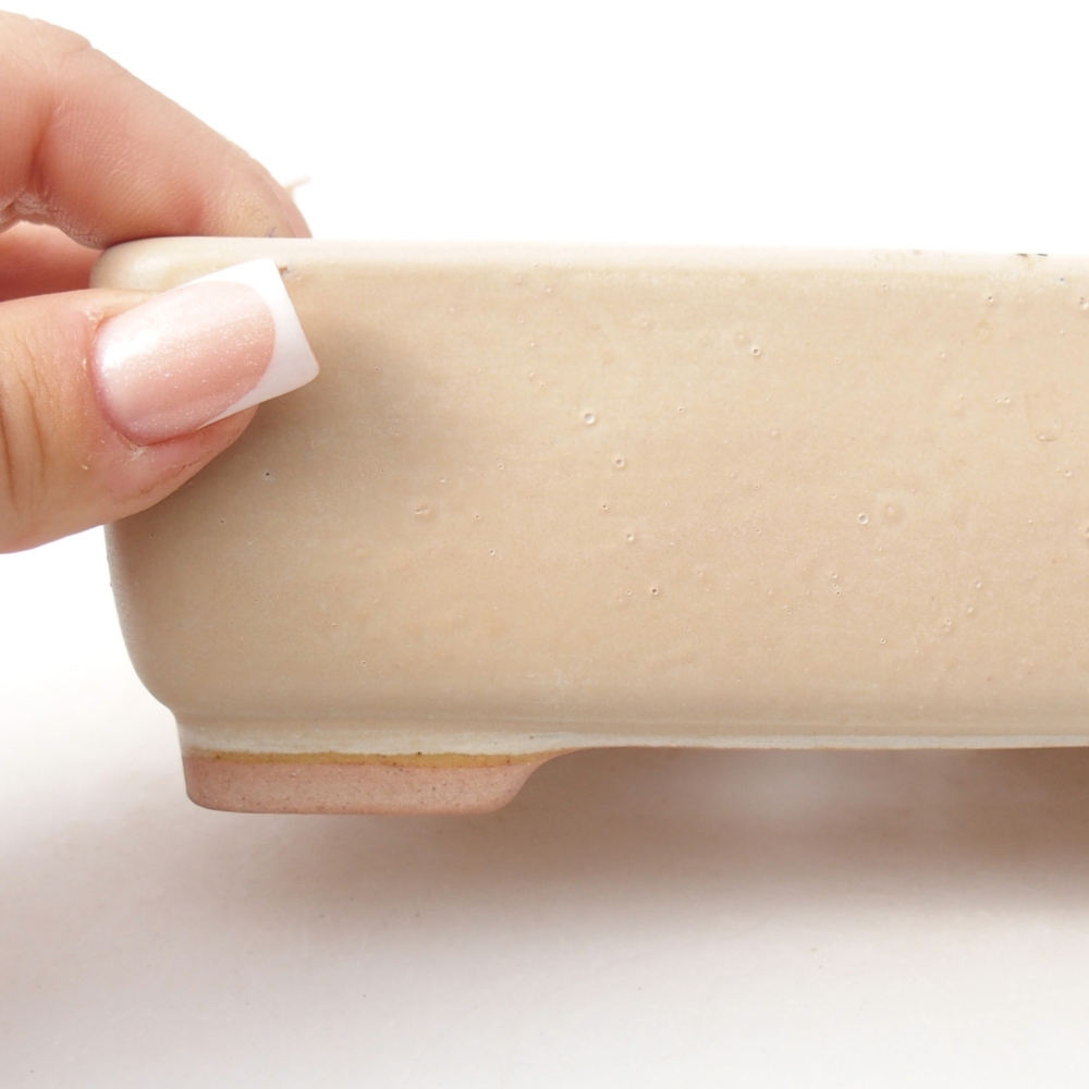 Bonsaischaal van keramiek 14,5 x 11 x 5,5 cm, kleur beige