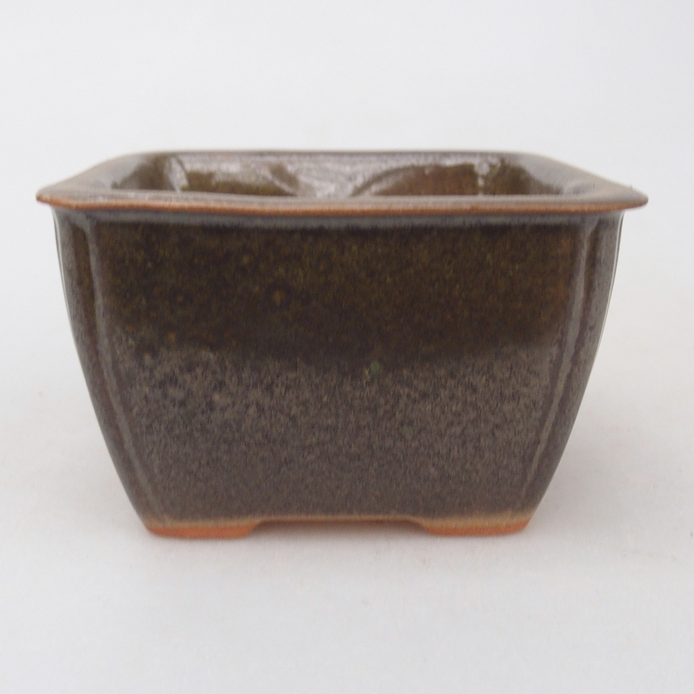Bonsaischaal van keramiek 8,5 x 8,5 x 5 cm, bruin