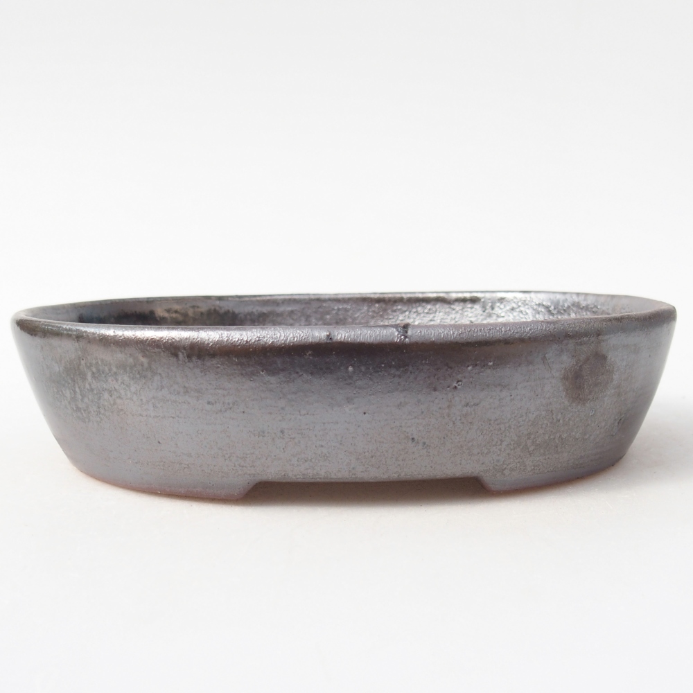 Bonsaischaal van keramiek 17,5 x 14 x 4 cm, metaalkleur