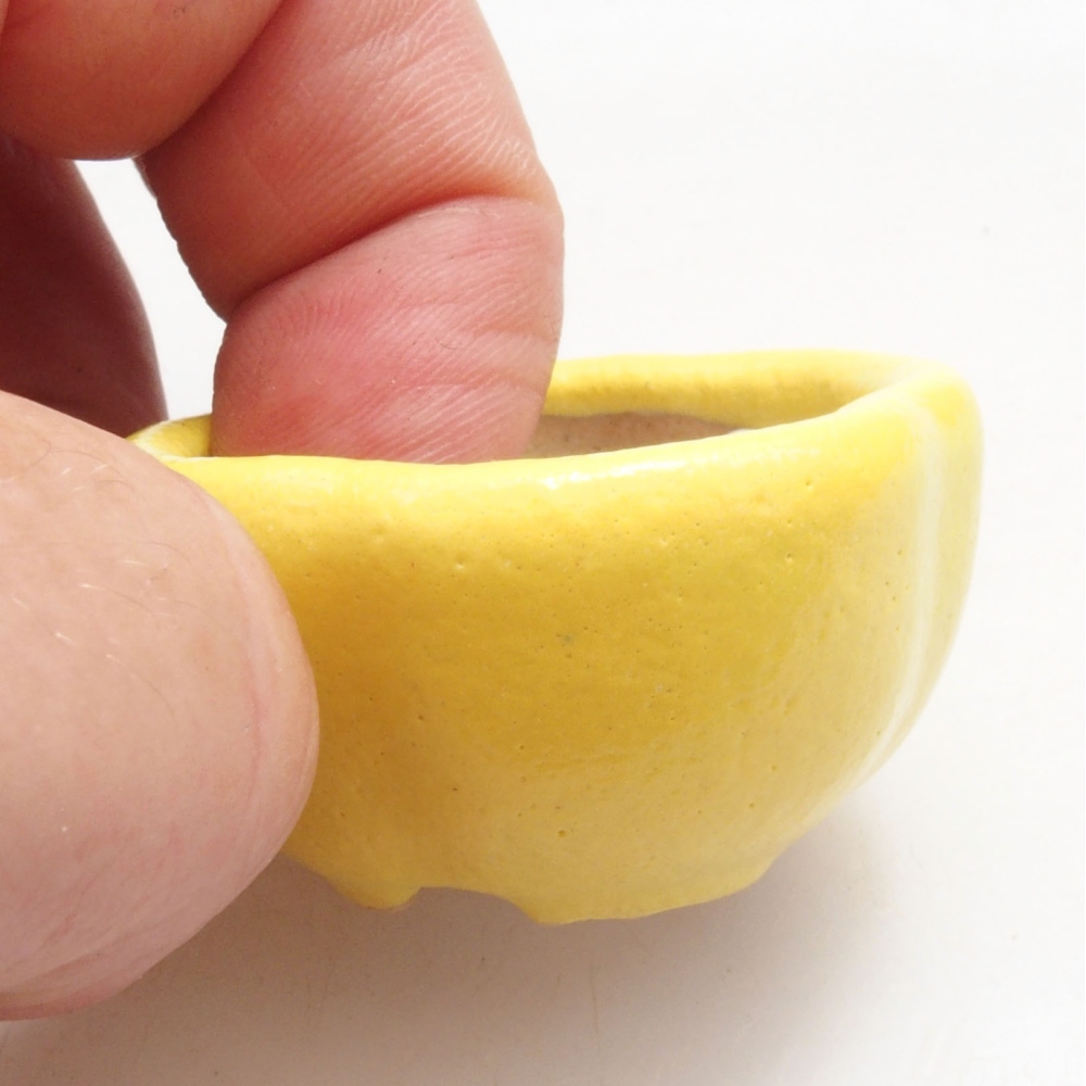 Bonsaischaaltje van keramiek 4 x 4 x 2 cm, geel