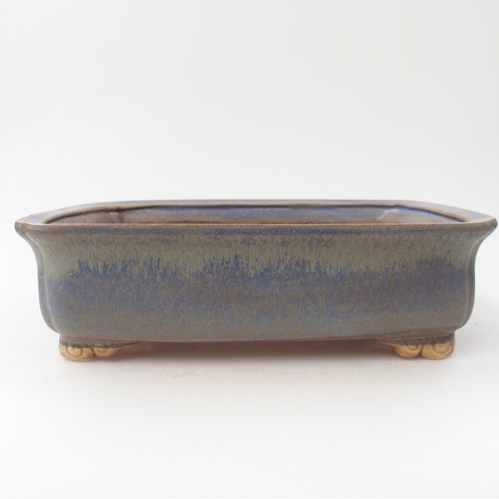 Bonsaischaal van keramiek 25 x 20 x 7 cm, kleur blauw