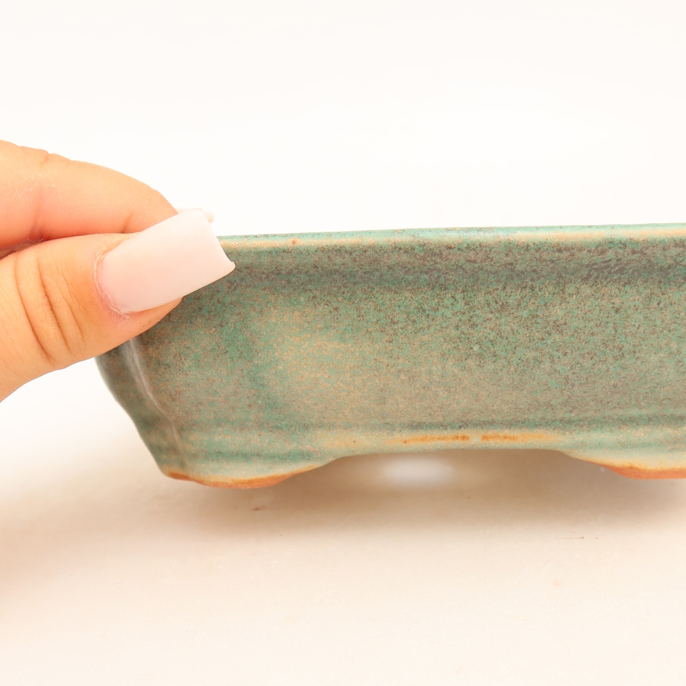 Bonsaischaal van keramiek 15,5 x 12 x 4,5 cm, groen