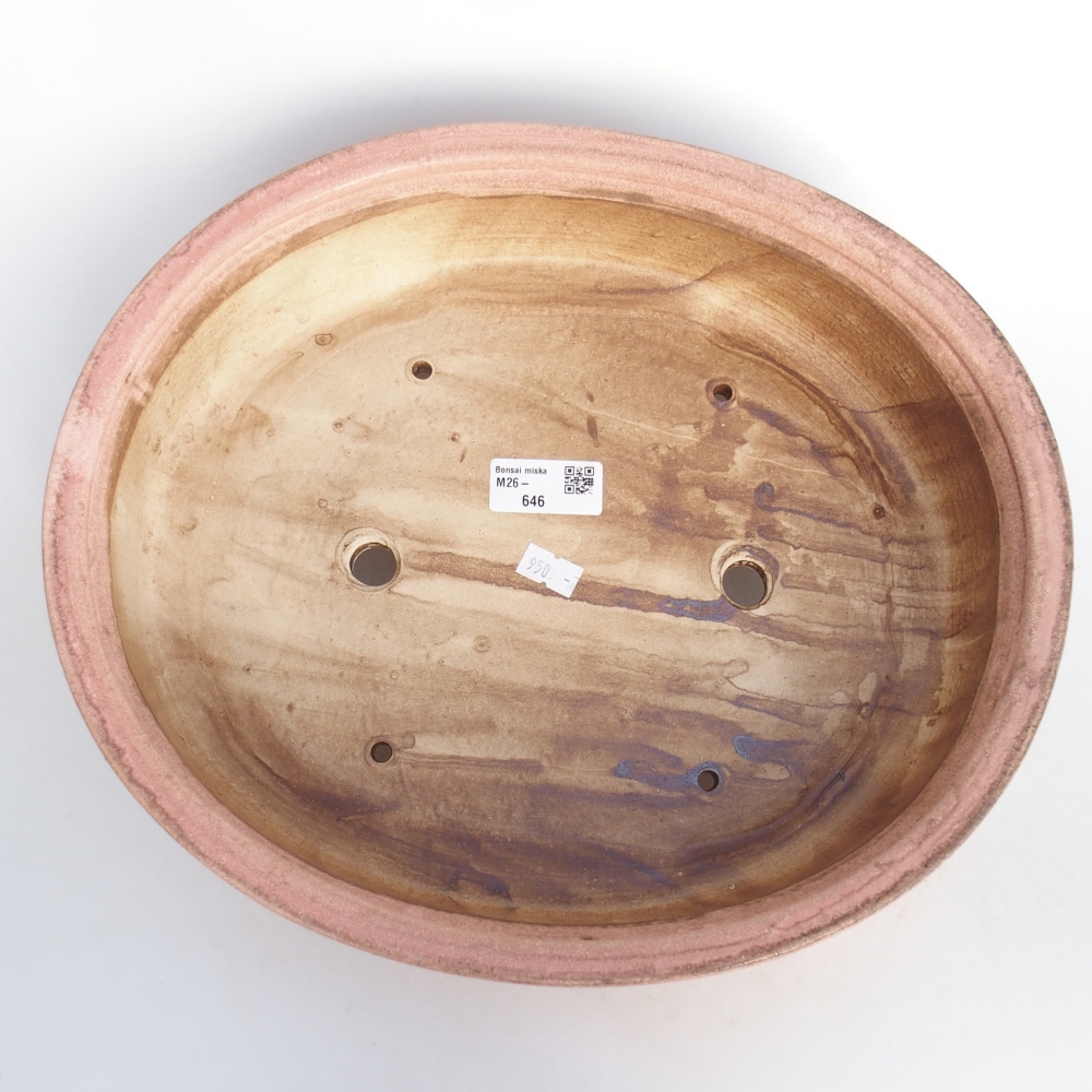 Bonsaischaal van keramiek 32,5 x 28,5 x 7,5 cm, roze