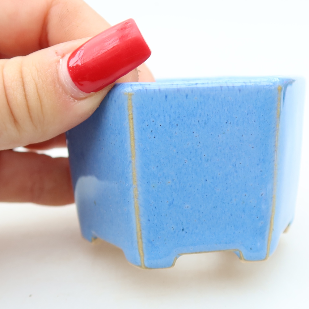 Keramische bonsaischaal 7 x 6 x 4,5 cm, kleur: blauw