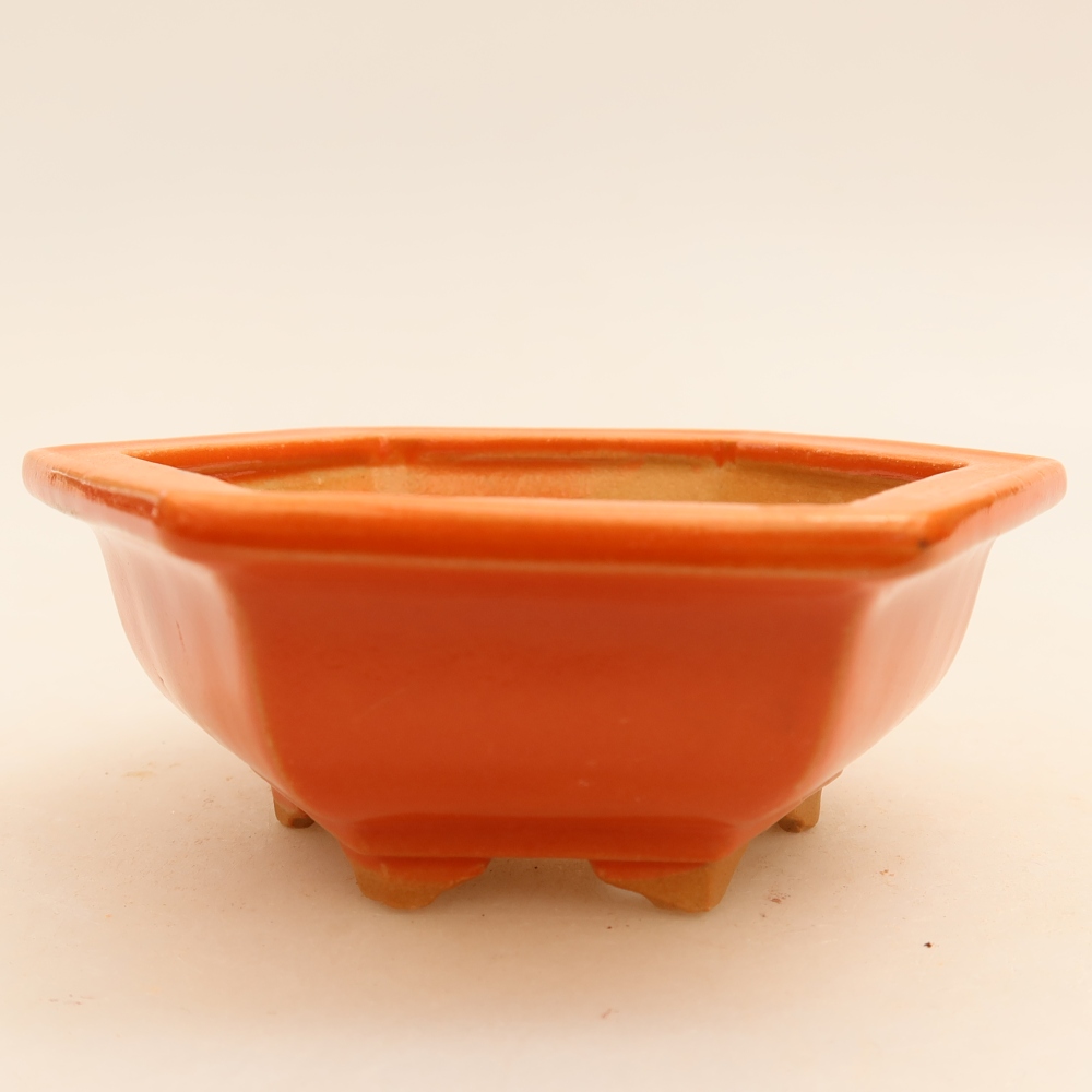 Keramische bonsaipot 12 x 10,5 x 4 cm, kleur: oranje
