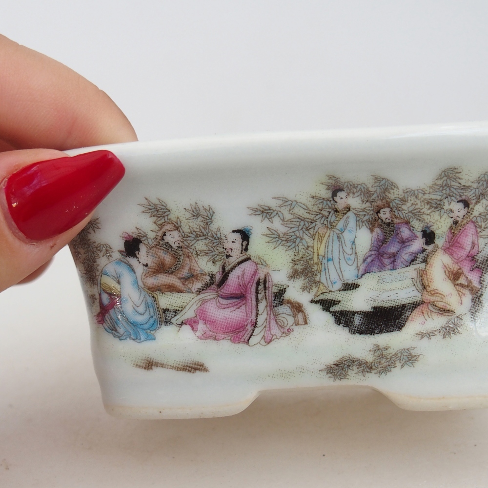 Mini bonsaischaal 10 x 7,5 x 4 cm, kleur wit