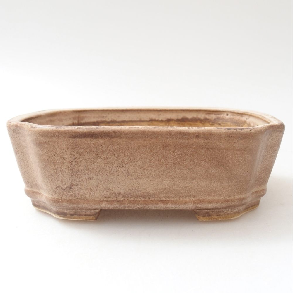 Bonsaischaal van keramiek 14 x 12 x 4,5 cm, kleur beige