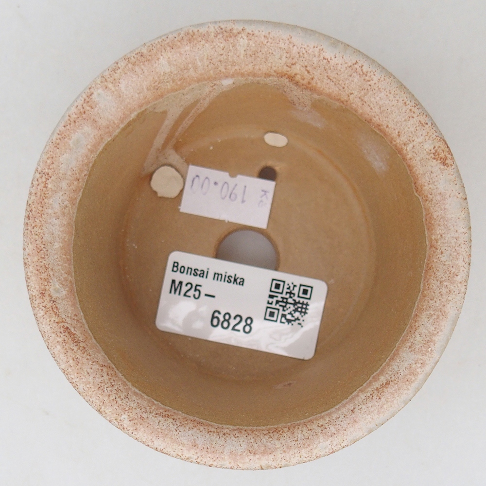 Bonsaischaal van keramiek 9 x 9 x 5 cm, kleur beige