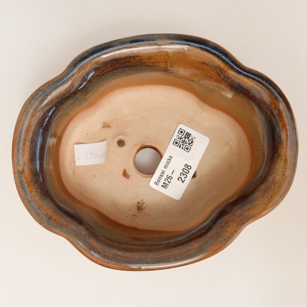 Keramische bonsaipot 13,5 x 11 x 6 cm, kleur bruin