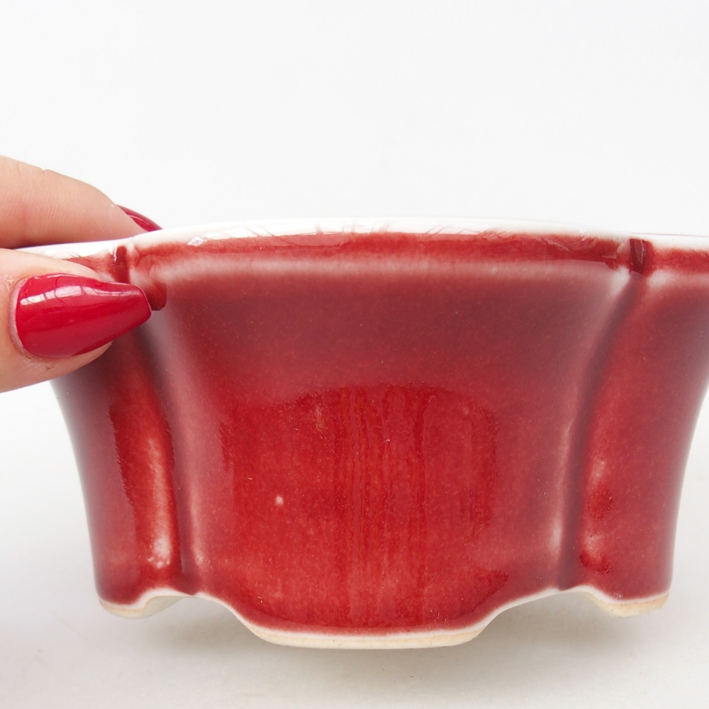 Bonsaischaal van keramiek 12,5 x 10 x 5,5 cm, kleur rood