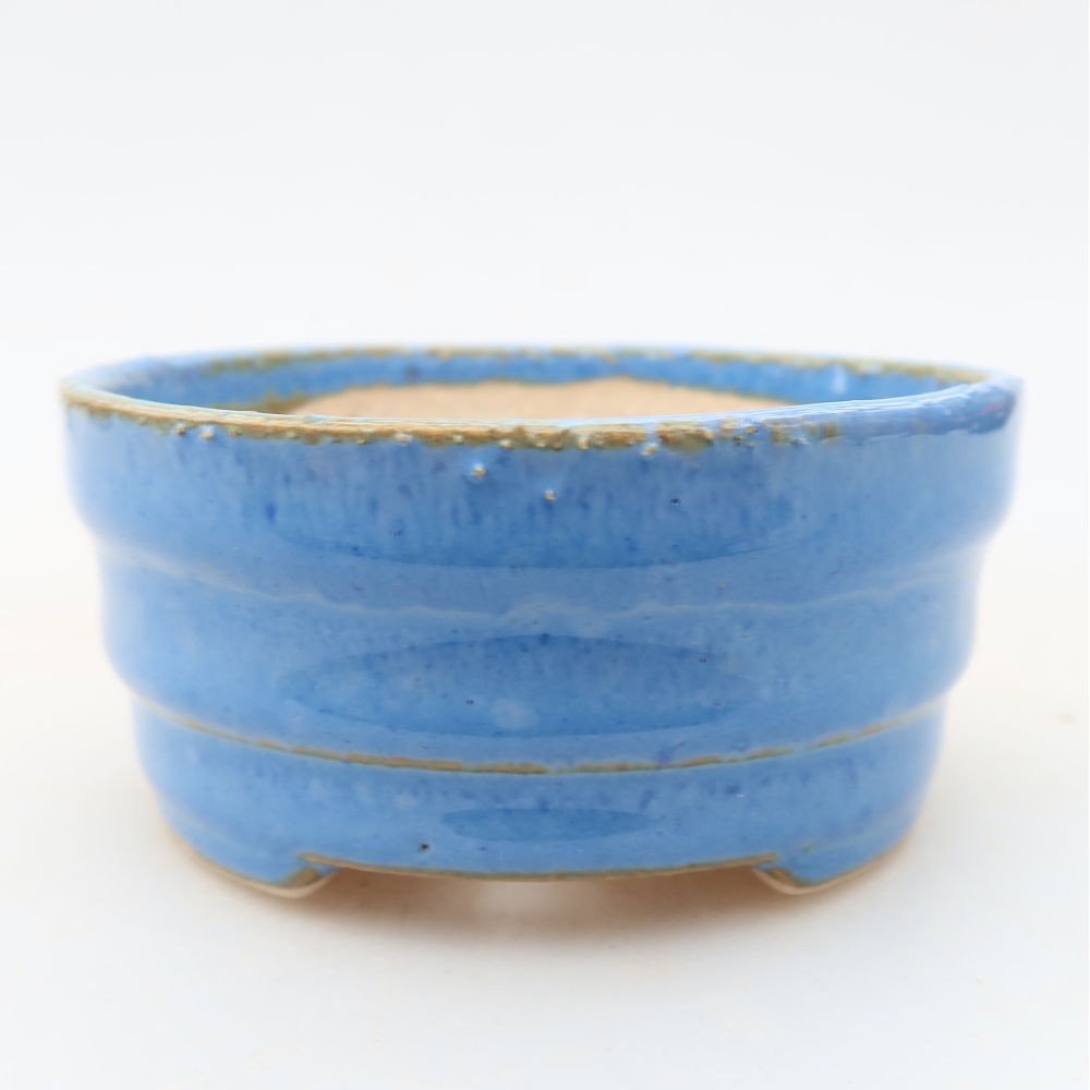 Keramische bonsaipot 7,5 x 7,5 x 3,5 cm, kleur: blauw