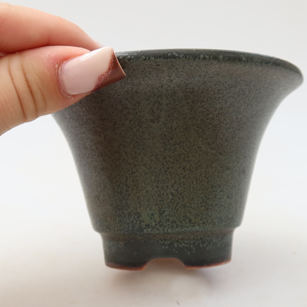 Keramische bonsaischaal 10,5 x 10,5 x 7 cm, kleur grijs