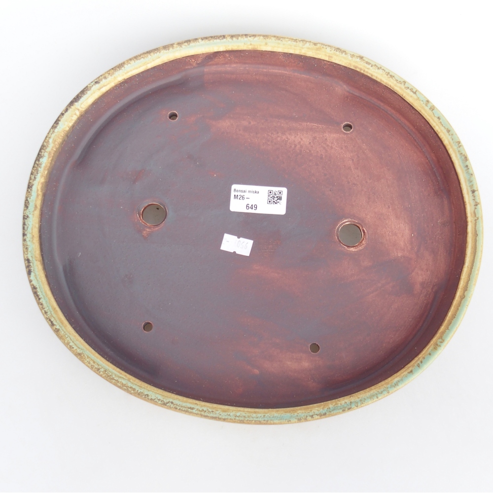 Bonsaischaal van keramiek 31 x 27 x 4,5 cm, groen