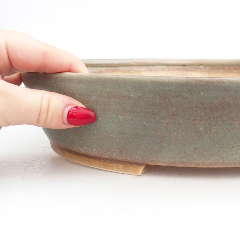 Bonsaischaal van keramiek 28,5 x 25 x 6 cm, groen