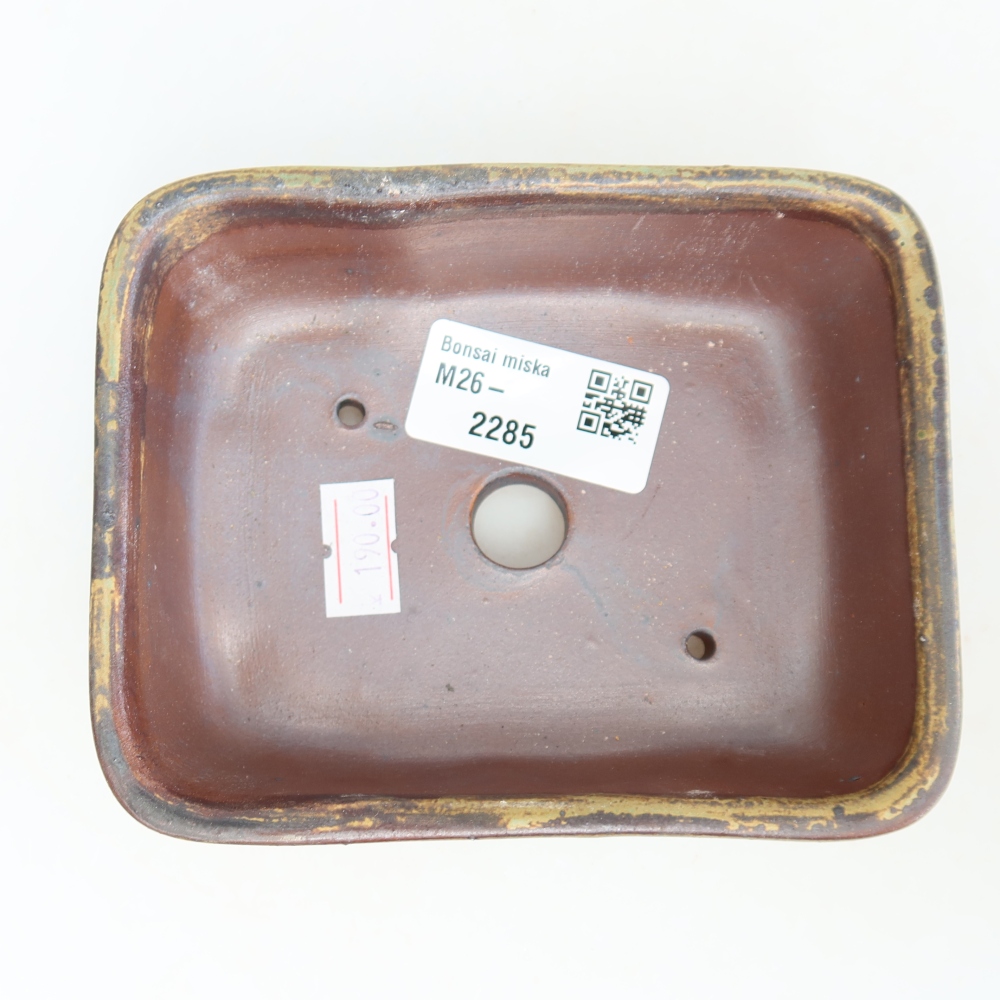 Keramische bonsaischaal 12,5 x 9,5 x 4 cm, kleur bruin