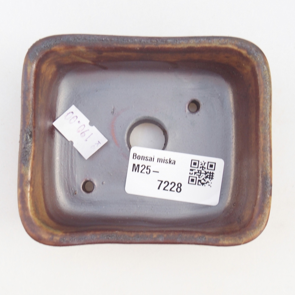 Bonsaischaal van keramiek 26 x 26 x 8 cm, kleur rood