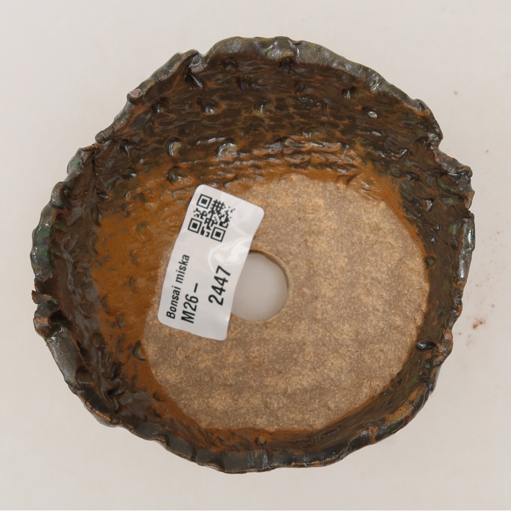 Keramische schaal  10 x 9,5 x 6 cm, kleur bruingroen