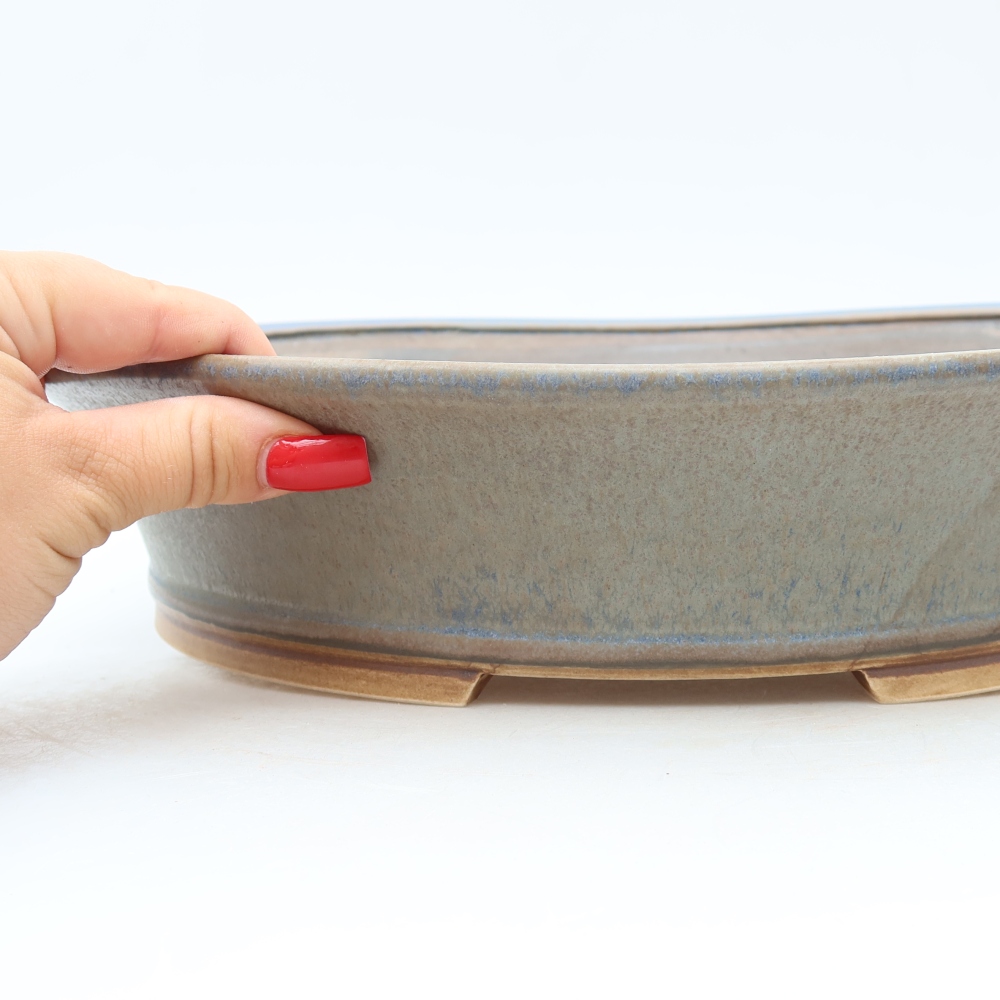 Bonsaischaal van keramiek 26,5 x 24 x 5,5 cm, kleur blauw