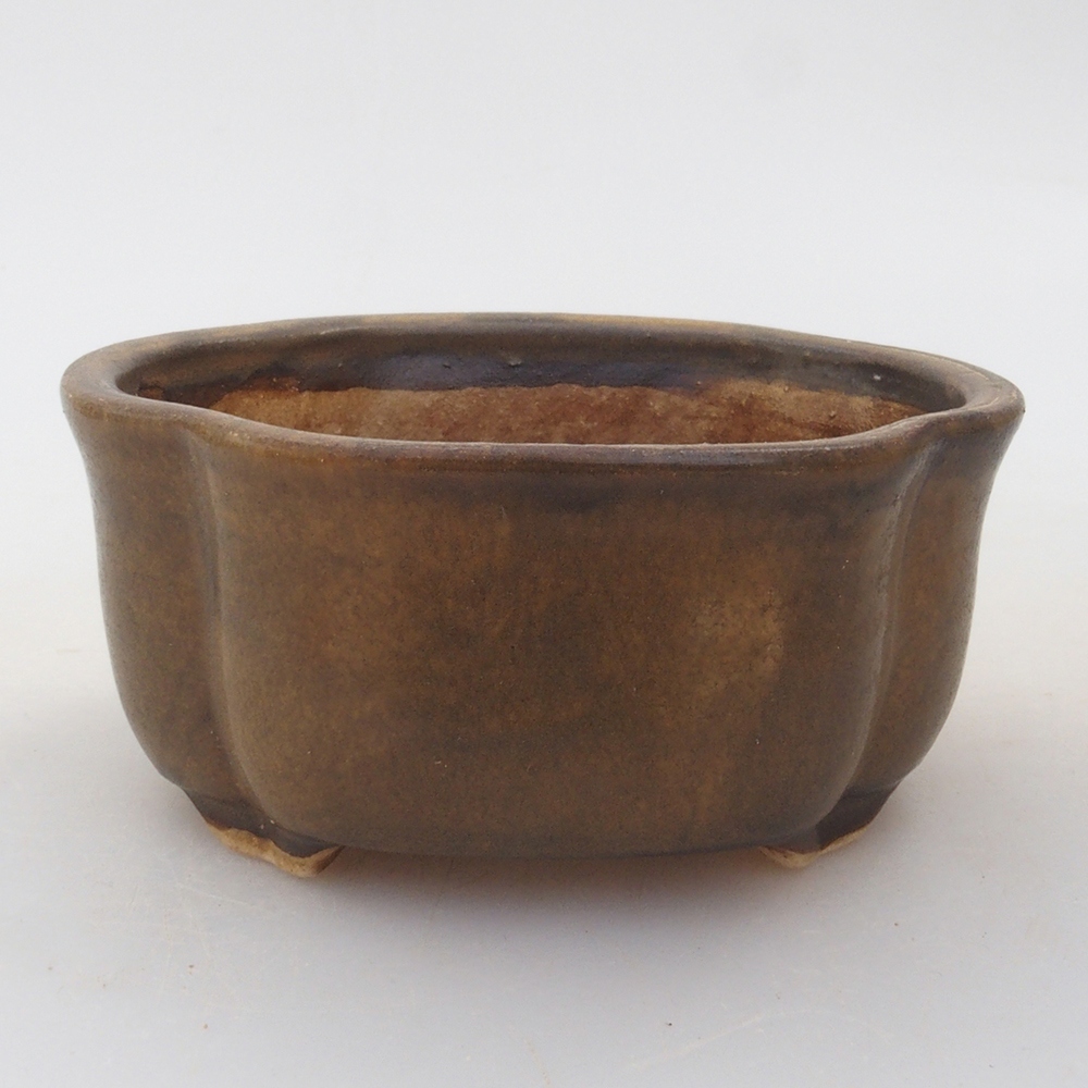 Bonsaischaal van keramiek 10 x 8,5 x 4 cm, bruin