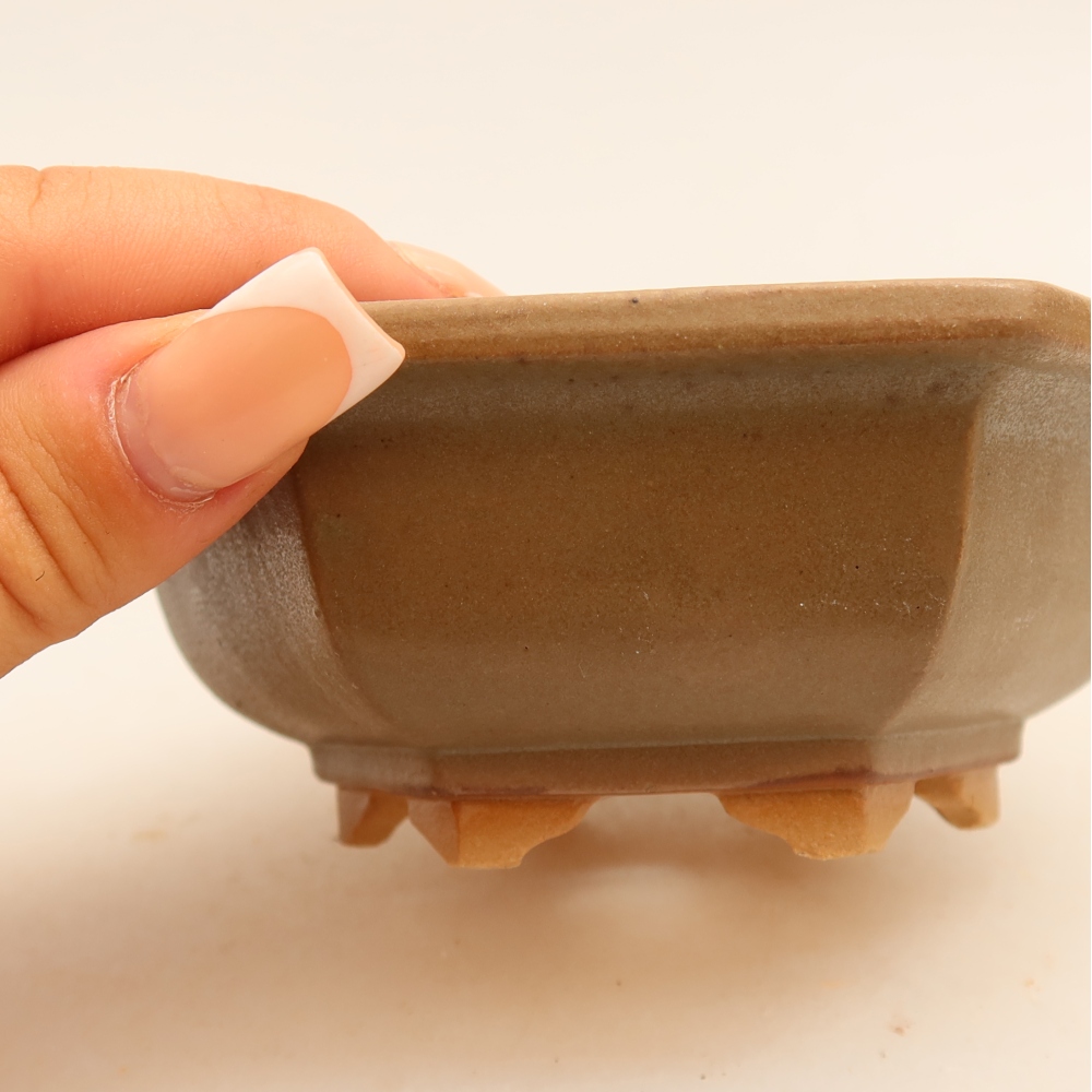 Keramische bonsaipot 12 x 10,5 x 4 cm, kleur grijs