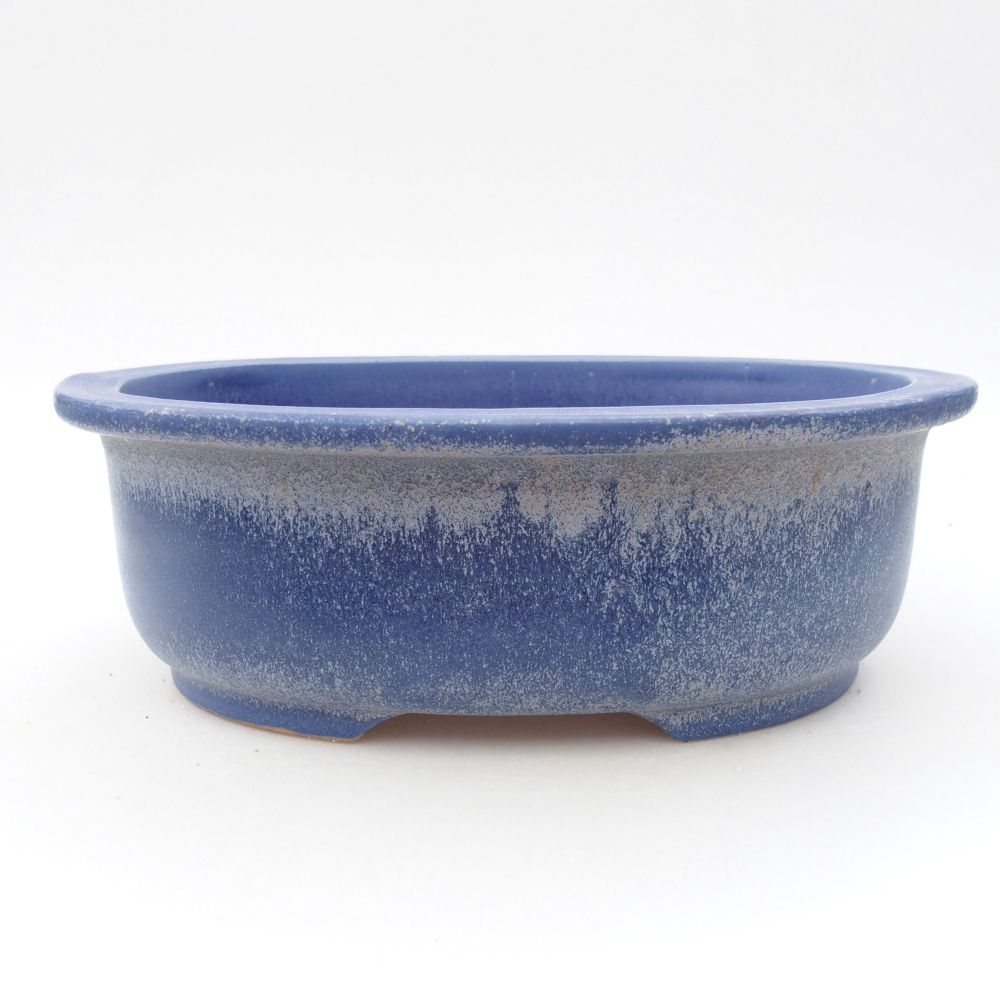 Bonsaischaal van keramiek 23 x 19,5 x 7 cm, kleur blauw