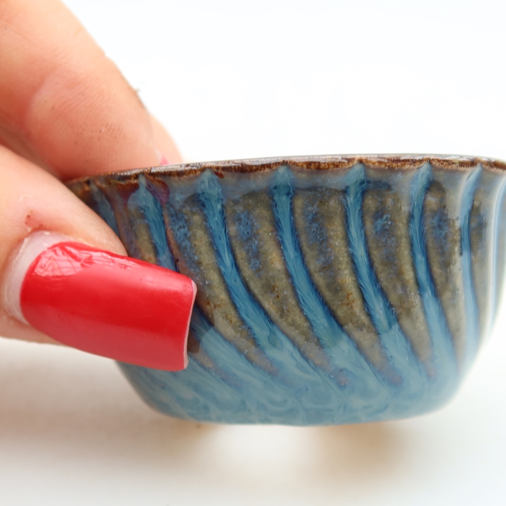 Keramische bonsaischaal 5,5 x 5,5 x 3 cm, kleur: blauw