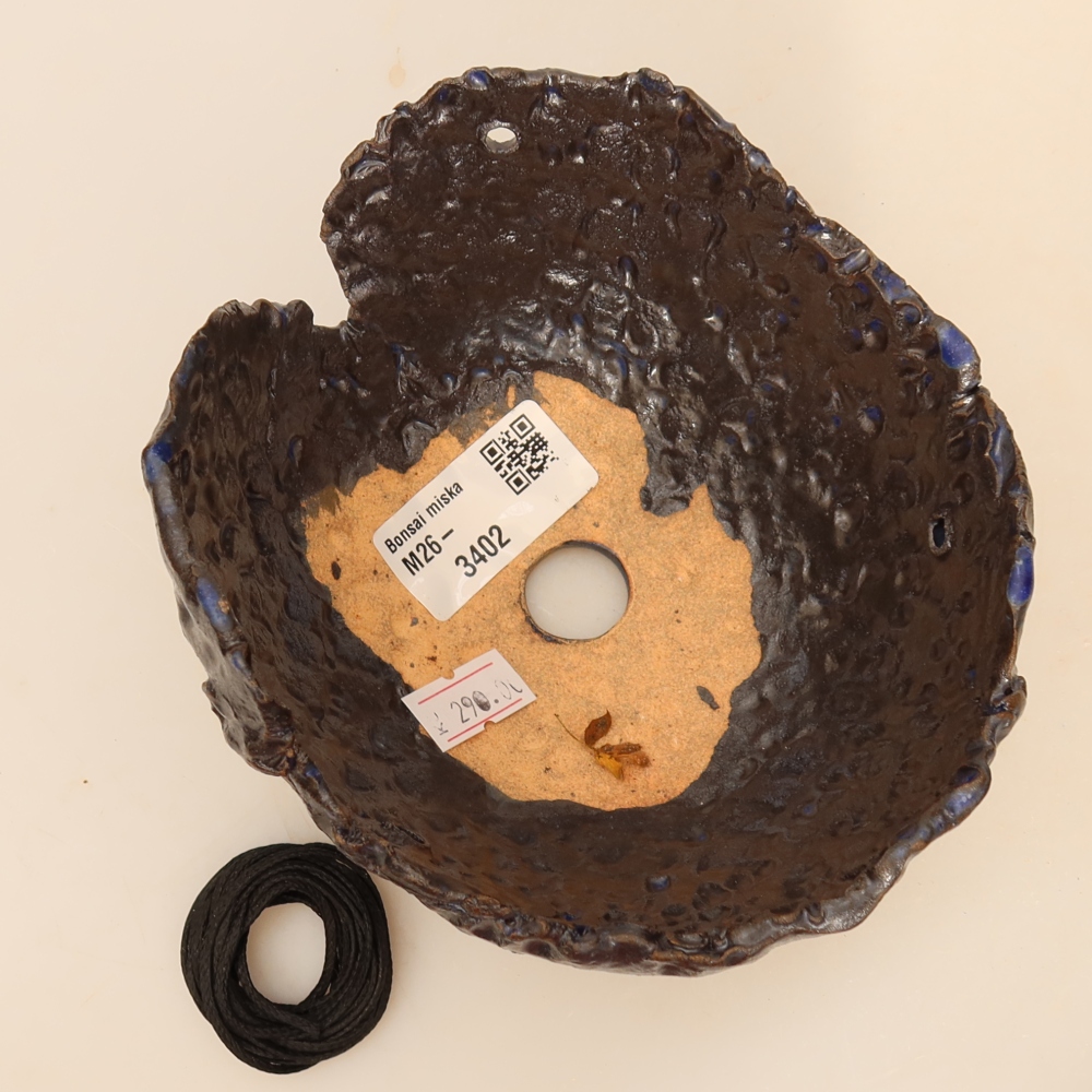 Keramische schaal voor Kokedama, 14 x 12 x 8,5 cm, kleur: blauw