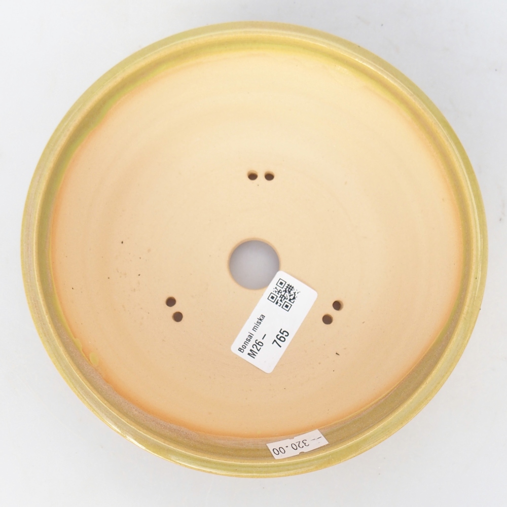 Bonsaischaal van keramiek 17 x 17 x 5,5 cm, geelgroen