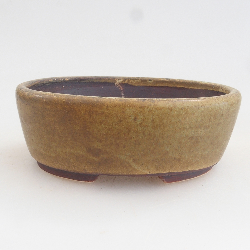 Bonsaischaal van keramiek 10 x 8,5 x 4 cm, bruin