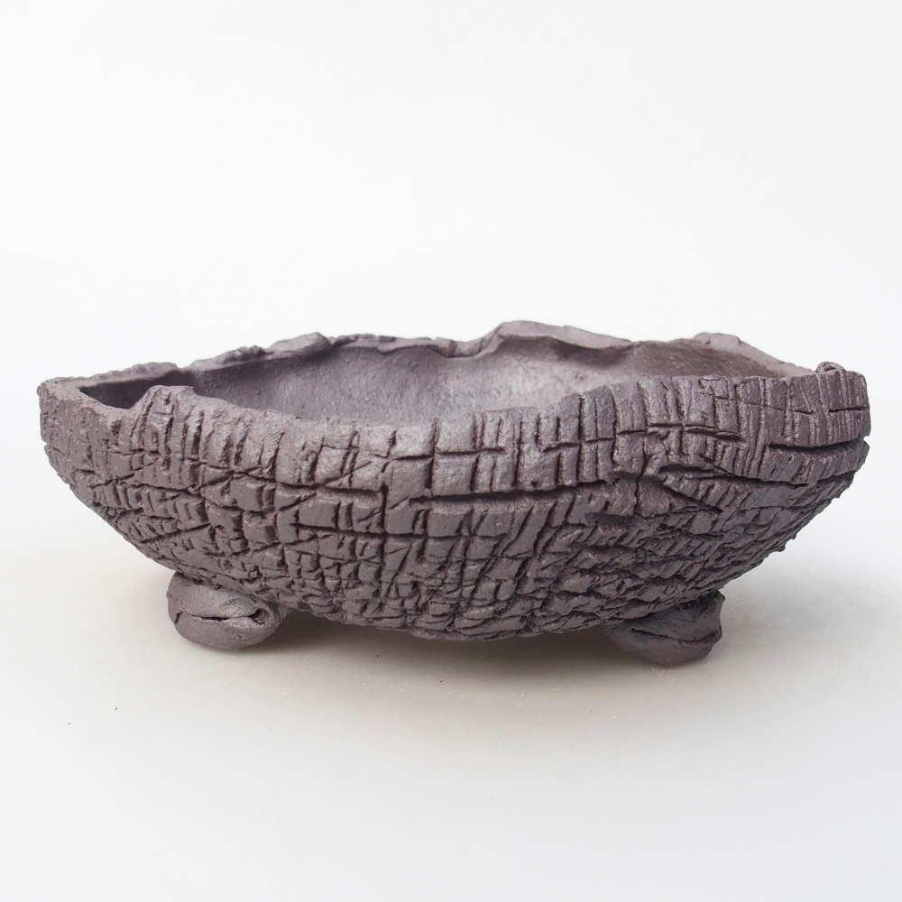 Bonsaischaal van keramiek 17 x 16 x 6 cm, metaalkleur