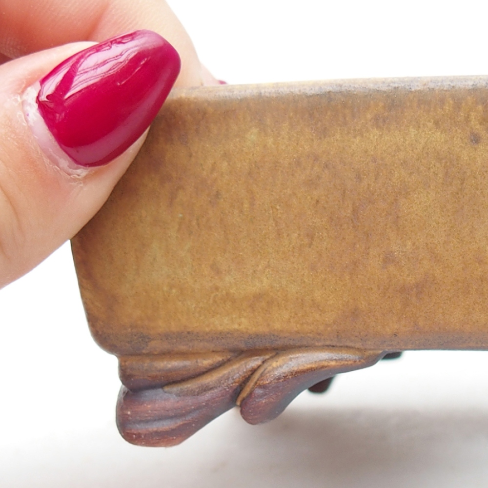 Bonsaischaal van keramiek 10 x 8,5 x 4 cm, groen