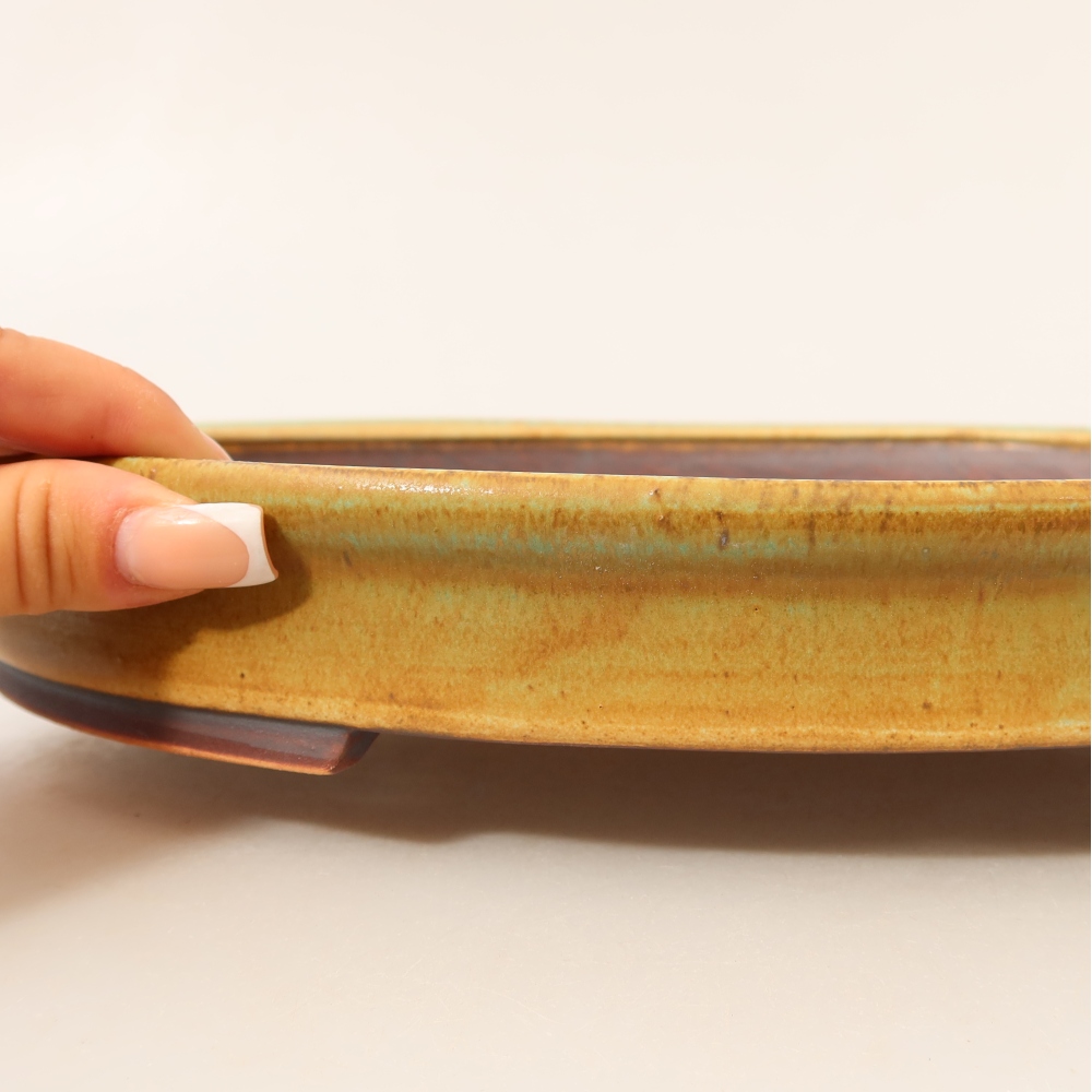 Keramische bonsaipot 30,5 x 26,5 x 4 cm, kleur groen