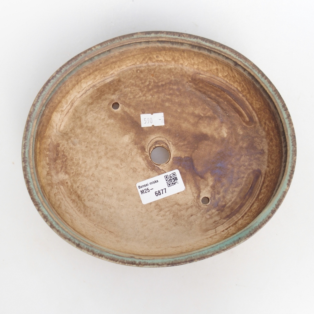 Bonsaischaal van keramiek 22,5 x 20 x 4,5 cm, groen