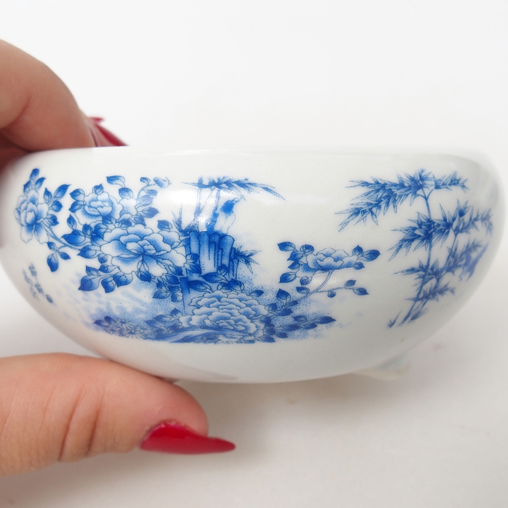 Bonsaischaal van keramiek 10 x 10 x 5 cm, kleur wit