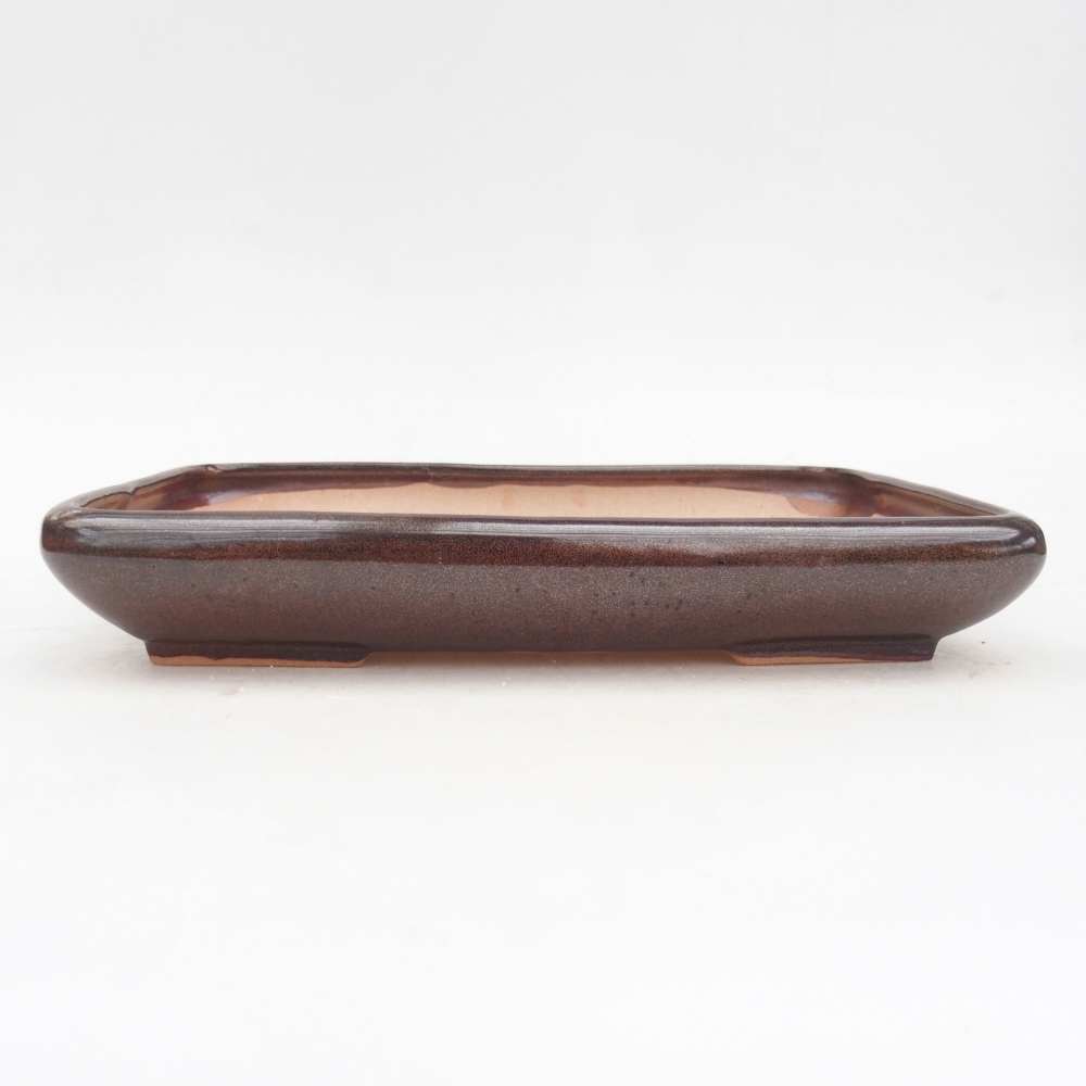 Bonsaischaal van keramiek 24 x 17,5 x 4 cm, bruin