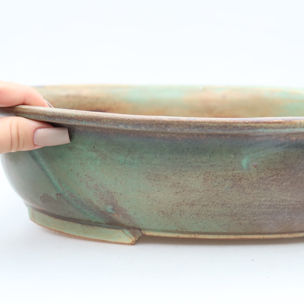 Keramische bonsaipot 36 x 28 x 8,5 cm, kleur bruingroen