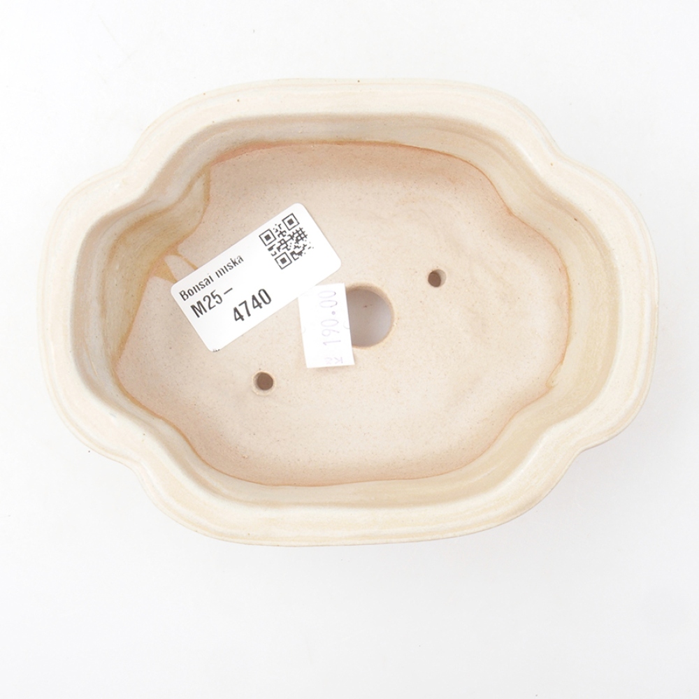 Bonsaischaal van keramiek 13,5 x 10 x 5 cm, kleur beige