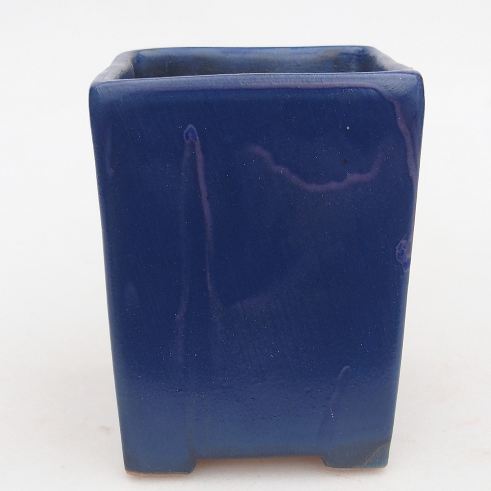 Bonsaischaal van keramiek 7,5 x 7,5 x 8,5 cm, kleur blauw