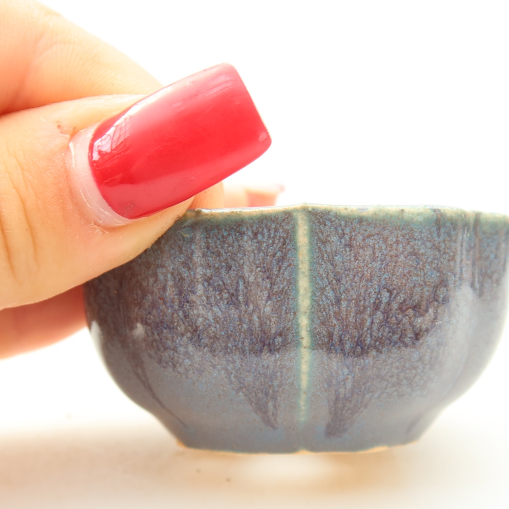 Keramische bonsai-schaal 6 x 6 x 3 cm, kleur grijs