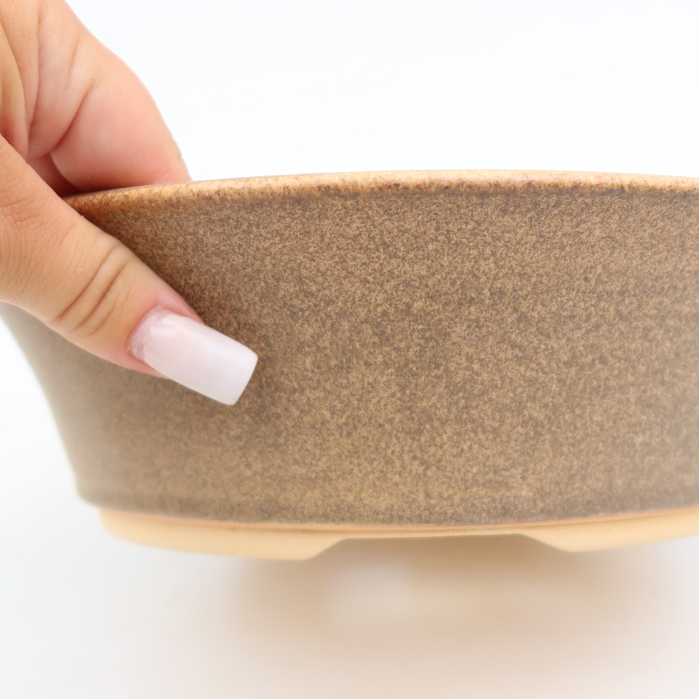 Keramische bonsaischaal 25,5 x 25,5 x 7,5 cm, kleur bruin