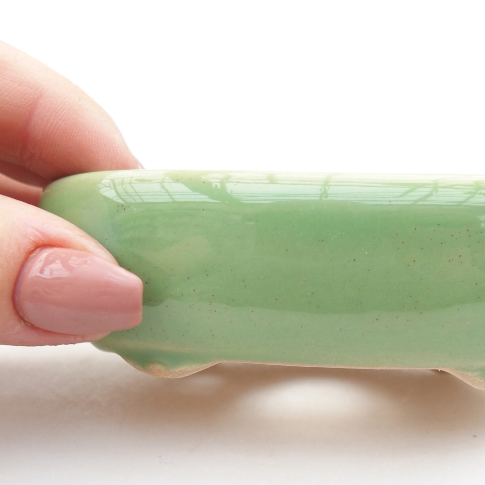 Bonsaischaal van keramiek 9 x 6,5 x 3 cm, groen