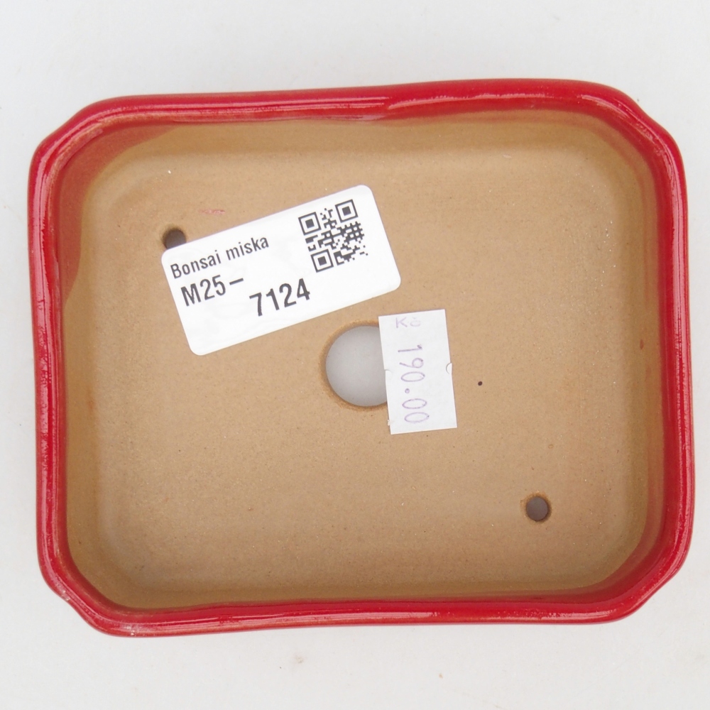 Bonsaischaal van keramiek 26 x 26 x 8 cm, kleur rood