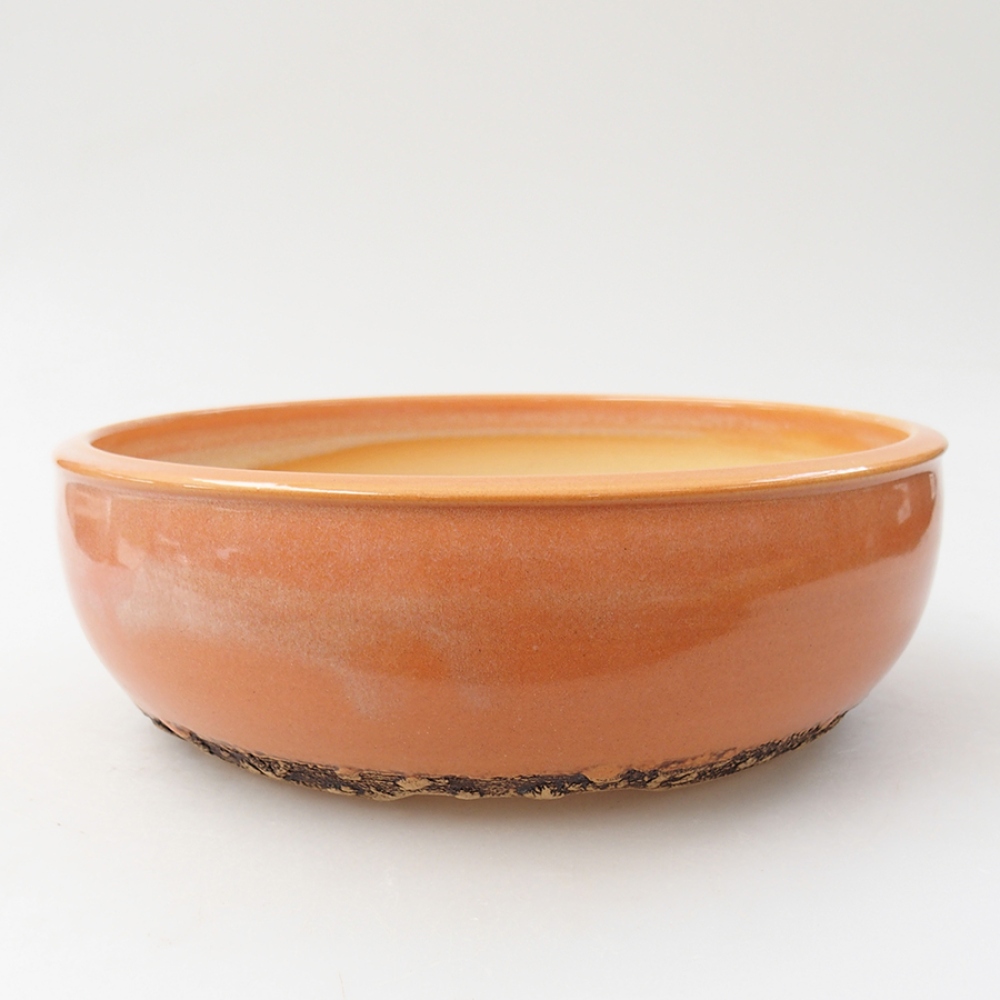 Bonsaischaal van keramiek 20,5 x 20,5 x 6 cm, oranje