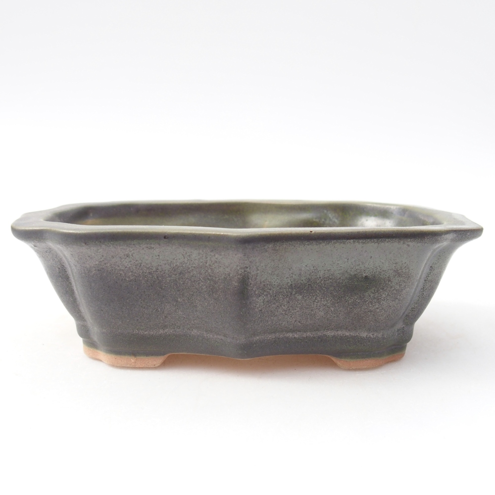 Bonsaischaal van keramiek 15,5 x 11 x 4,5 cm, groen metallic