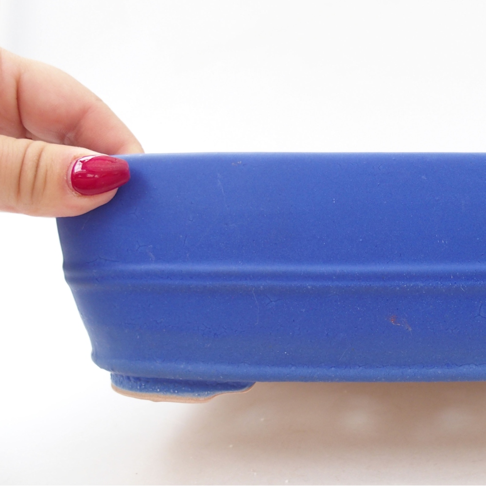 Bonsaischaal van keramiek 24 x 19 x 7,5 cm, kleur blauw